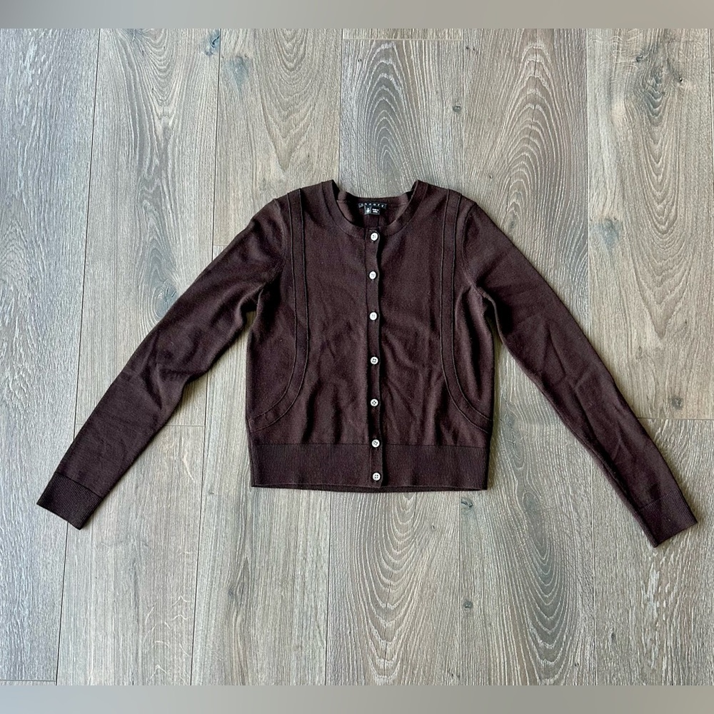Theory Brown Button-Up Cardigan